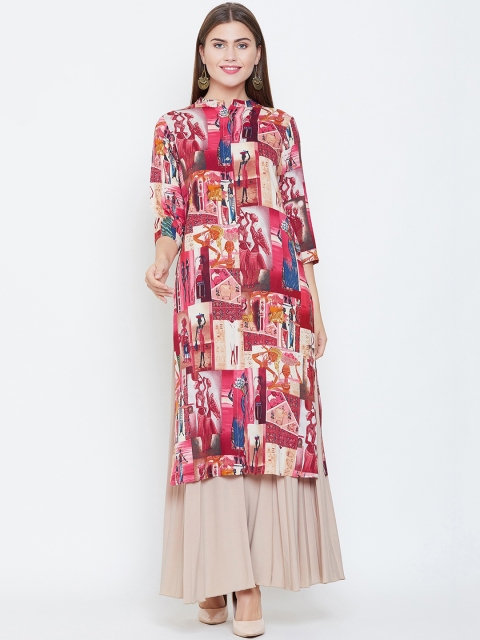 

rangeelo rajasthan Women Multicoloured Tribal Print Straight Kurta, Multi