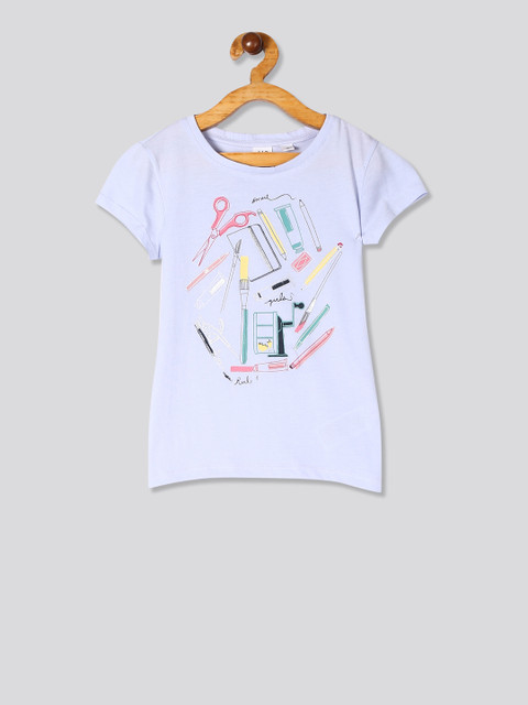 

GAP Girls Blue Printed Round Neck T-shirt