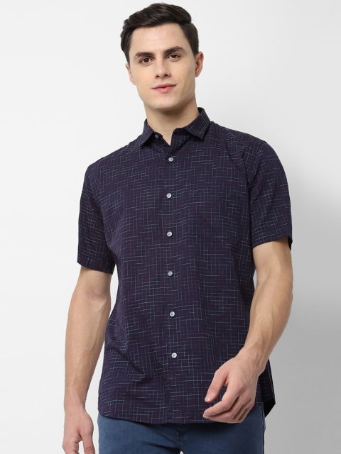 

Allen Solly Men Navy Blue & Red Slim Fit Checked Casual Shirt