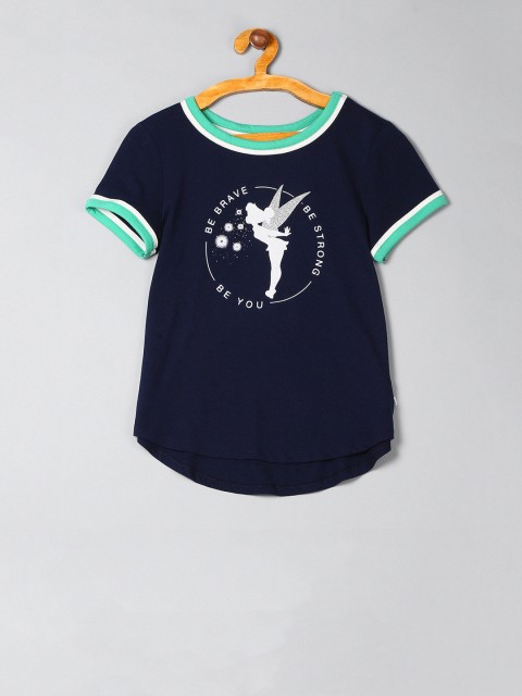 

GAP Girls Navy Blue Disney Printed Round Neck T-shirt