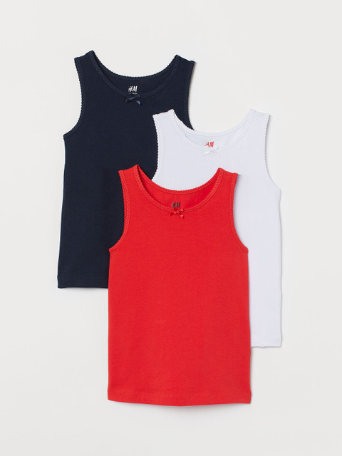 

H&M Girls 3-Pack Vest Tops, White