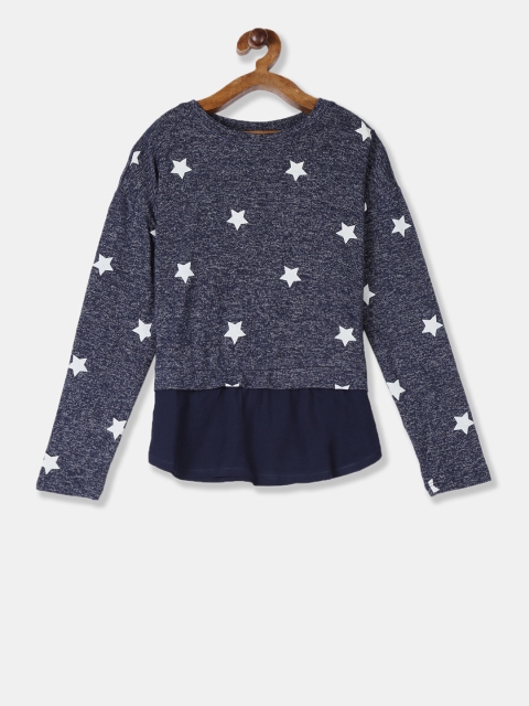 

GAP Girls Navy Blue Printed Tiered Top