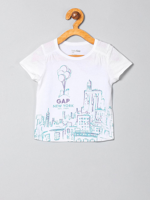 

GAP Girls White Printed Top