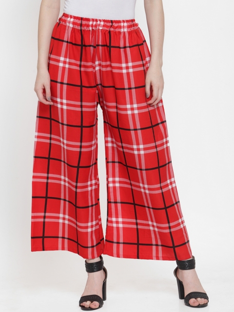 

TAG 7 Women Red & White Printed Wide Leg Palazzos