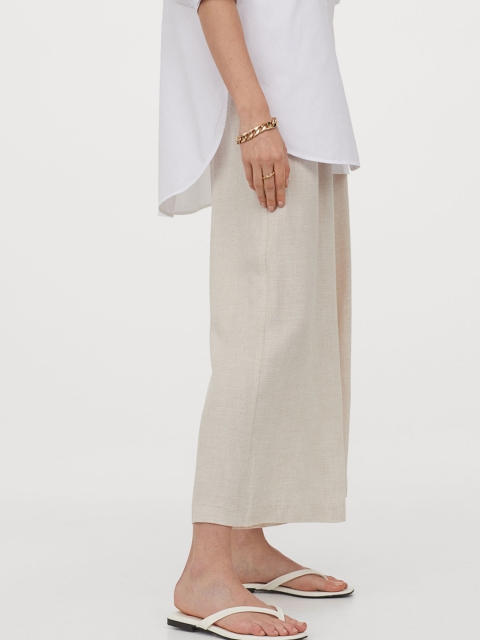 

H&M Women Cream-Coloured Wide Trousers