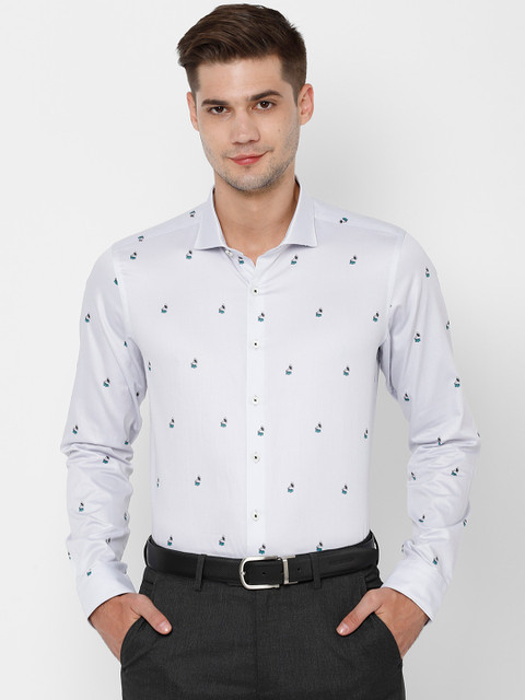 

SIMON CARTER LONDON Men Grey Slim Fit Printed Formal Shirt