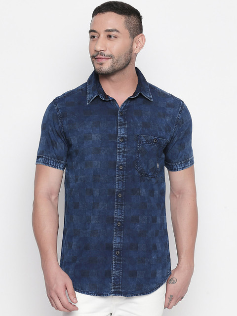 

Mufti Men Blue Slim Fit Printed Casual Shirt