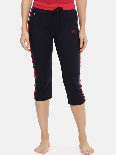 

Red Rose Women Navy Blue Solid Lounge Capris