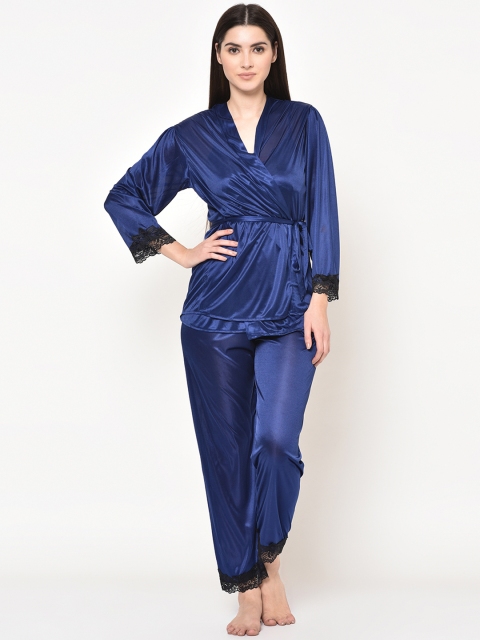 

Da Intimo Women Blue Solid Night Suit DIL-111