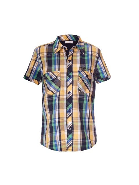 

naughty ninos Boys Yellow & Black Regular Fit Checked Casual Shirt