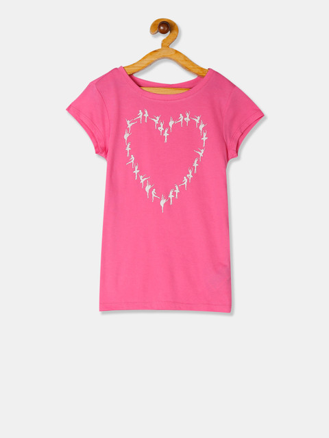 

GAP Girls Pink Printed Round Neck T-shirt