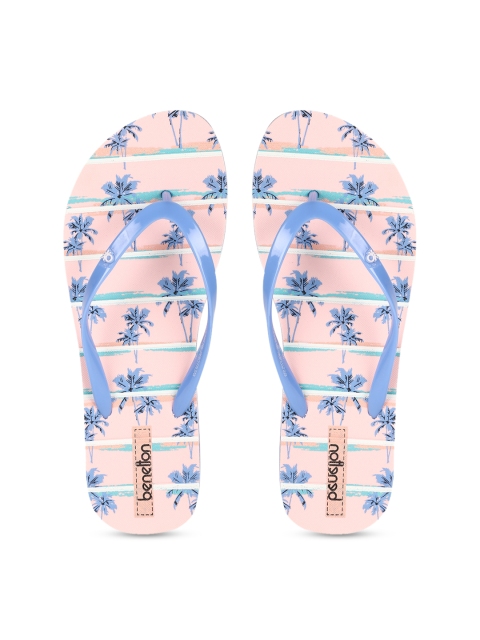 

United Colors of Benetton Women Blue & Pink Printed Thong Flip-Flops