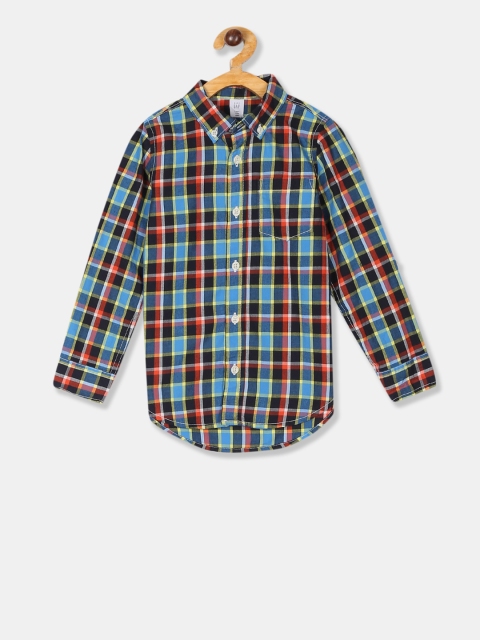 

GAP Boys Blue & Orange Regular Fit Checked Casual Shirt