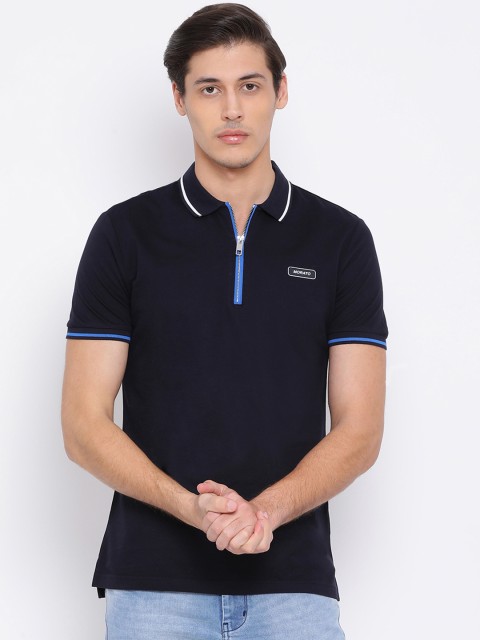 

Antony Morato Men Navy Blue Printed Polo Collar T-shirt