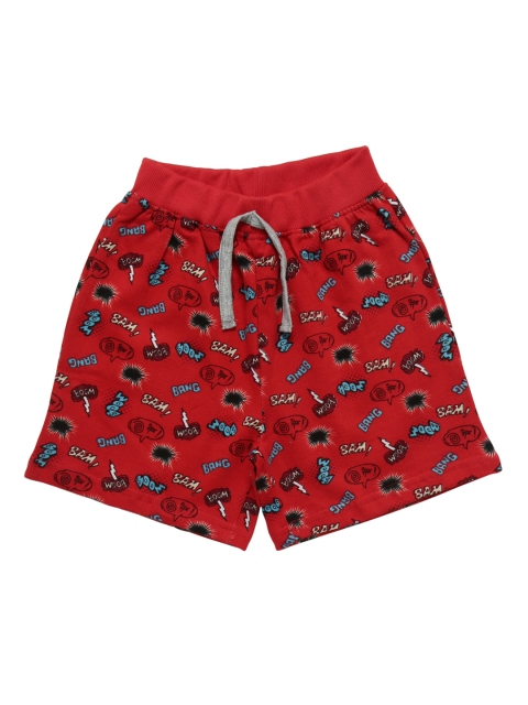 

YK Boys Red & Blue Printed Regular Shorts