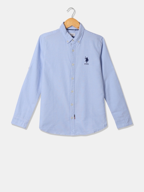 

U.S. Polo Assn. Kids Boys Blue Regular Fit Solid Casual Shirt