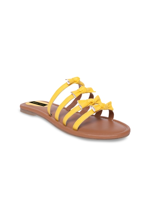 

Milano Torre Women Yellow Solid PU Open Toe Flats