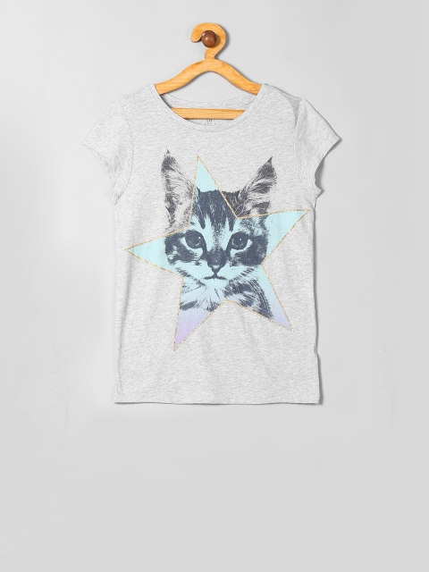 

GAP Girls Grey Printed Round Neck T-shirt