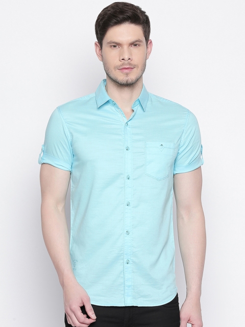 

Mufti Men Blue Slim Fit Solid Casual Shirt