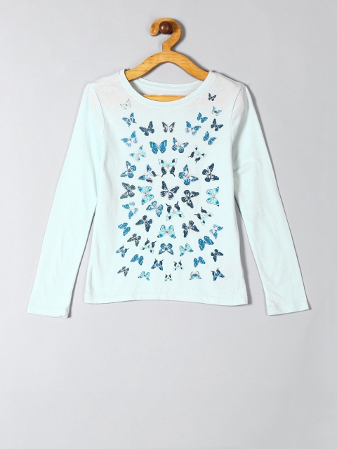 

GAP Girls Blue Printed Round Neck T-shirt