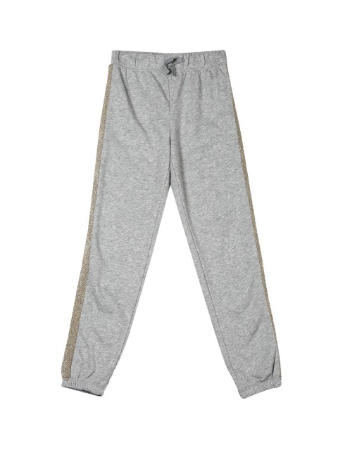 

The Childrens Place Girls Grey Solid Active Glitter Side Striped Joggers