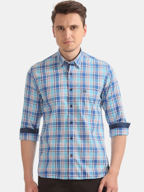 

Arrow Men Blue & White Regular Fit Checked Casual Shirt