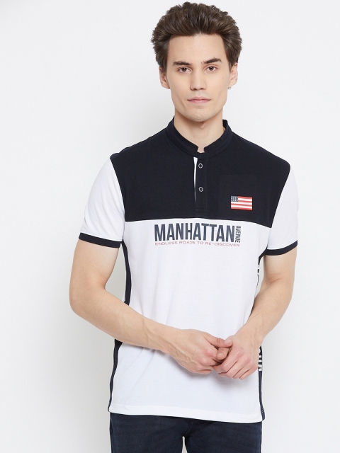 

Octave Men White Colourblocked Polo Collar T-shirt