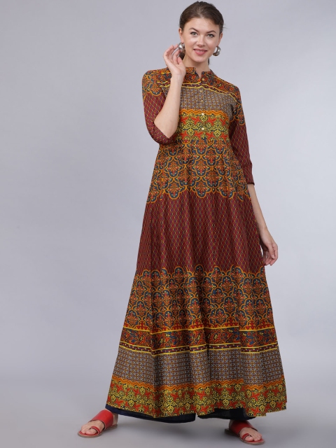 

Folklore Women Brown & Blue Printed Anarkali Kurta