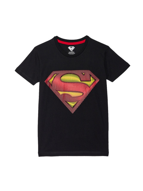 

Kids Ville Boys Black Superman Printed Round Neck T-shirt