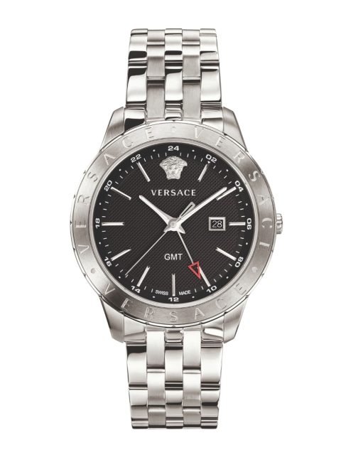 

Versace Men Black & Silver-Toned Analogue Watch