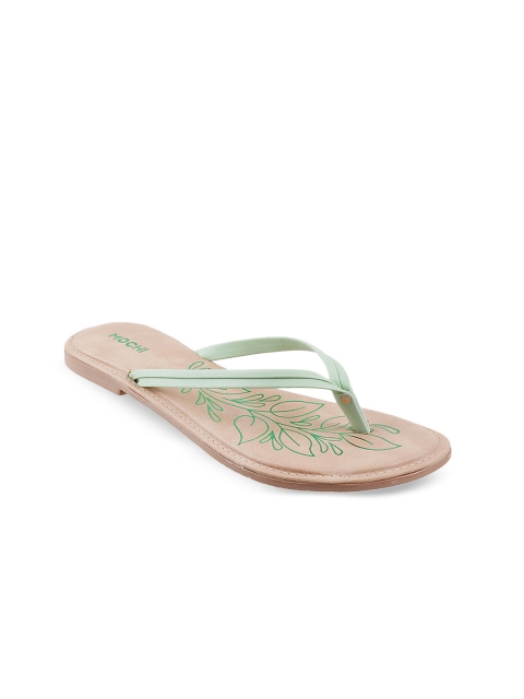 

Mochi Women Green Printed Open Toe Flats