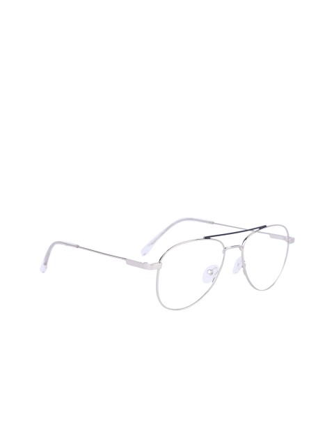 

MARC LOUIS Unisex Silver-Toned & Black Solid Full Rim Aviator Frames