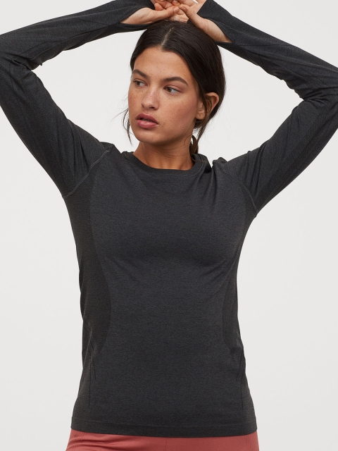 

H&M Women Grey Seamless sports top