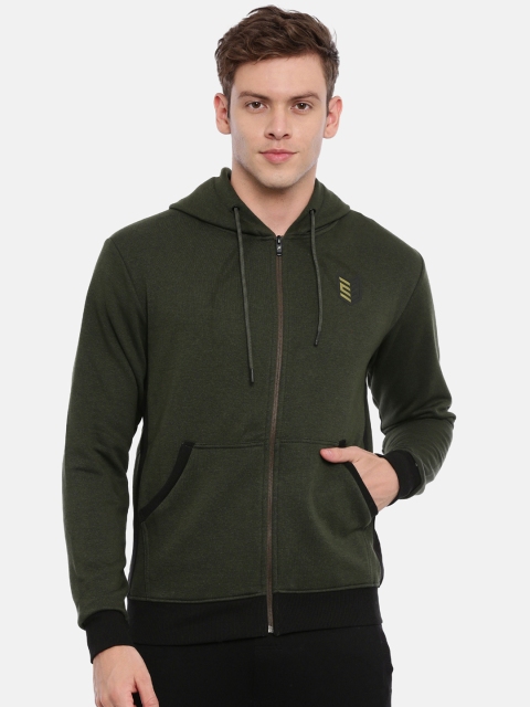 

Proline Active Men Olive Green Solid Hooded Sweatshirt