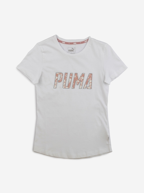 

Puma Girls White Printed Round Neck T-shirt