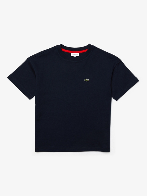 

Lacoste Boys Navy Blue Brand Logo Printed Round Neck T-shirt
