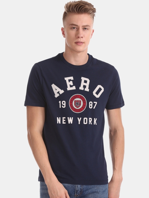

Aeropostale Men Navy Blue Printed Round Neck T-shirt