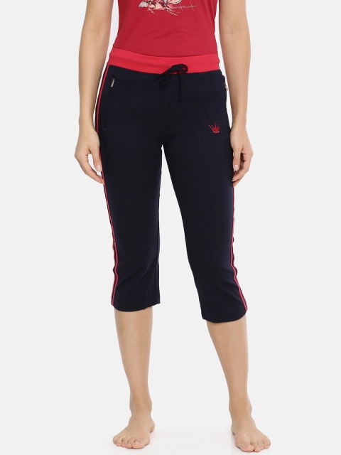 

Red Rose Women Navy Blue Solid Lounge Capris