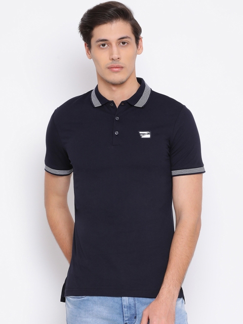 

Antony Morato Men Navy Blue Solid Polo Collar Pure Cotton T-shirt