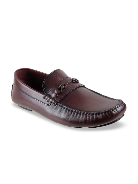 

Metro Men Maroon Solid Leather Driving Shoes