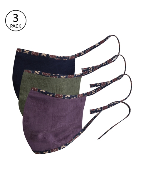 

FabAlley Unisex 3 Pcs 3 Ply Tie On Reusable Outdoor Masks, Multi
