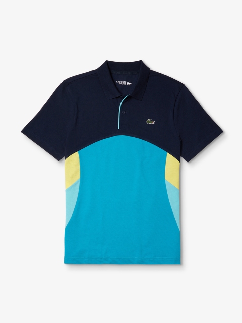 

Lacoste Men Navy Blue & Blue Colourblocked Polo Collar T-shirt