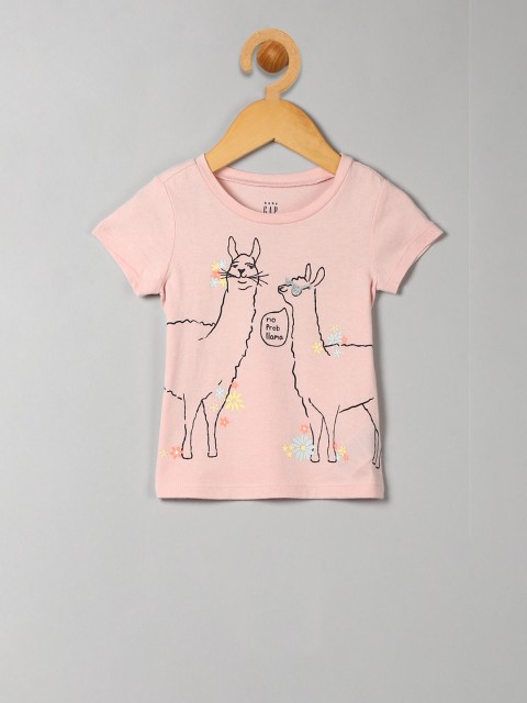 

GAP Girls Pink Printed Round Neck T-shirt