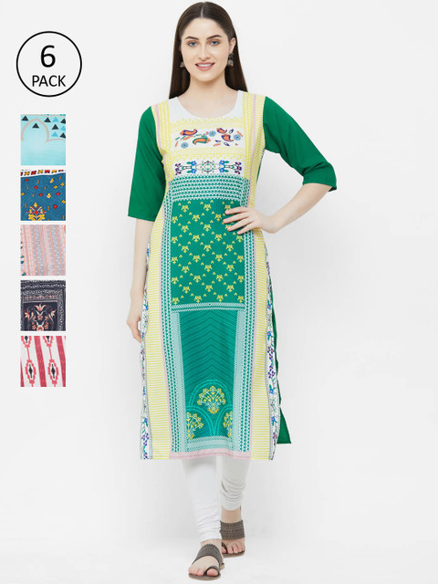 

7Threads Women Multicoloured Printed Straight Kurta, Multi