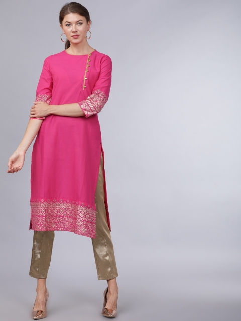 

Folklore Women Pink Printed Straight Kurta