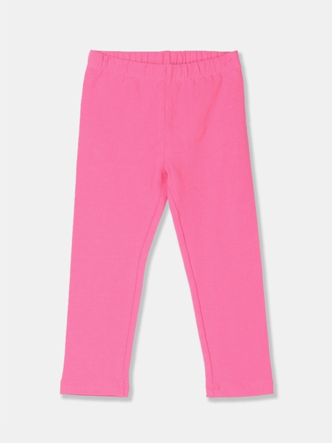 

The Childrens Place Girls Pink Solid Ankle-Length Leggings