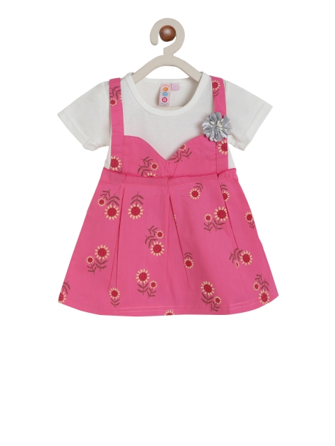 

Kids On Board Girls Pink Printed Pinafore Dress