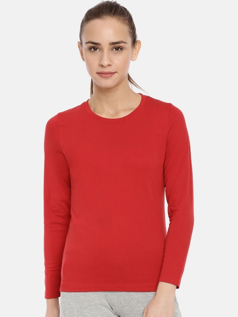 

Macrowoman W-Series Women Red Solid Round Neck T-shirt