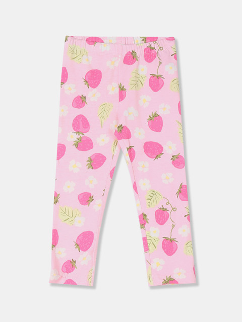 

The Childrens Place Girls Pink & Green Printed Ankle-Length Leggings
