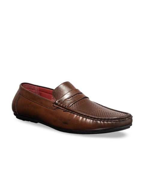 

Khadims Men Brown Perforations Penny Loafers